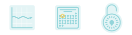 Icons showing graph, calendar and unlocked lock