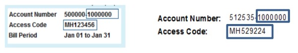 top of utility bill