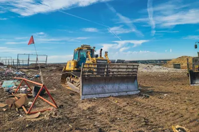 trash compactor at a landfill